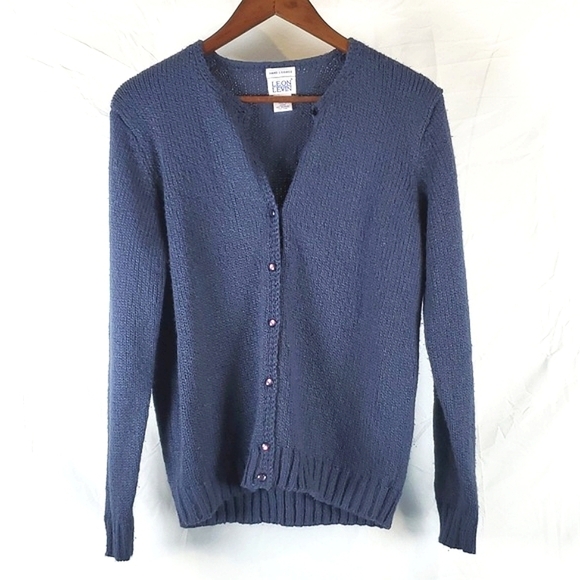 Vintage Sweaters - Vintage Handloomed‎ Leon Levin Blue Button Front Cardigan